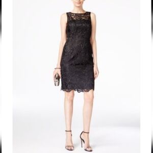 Black Adrianna Papell Evening Illusion Dress